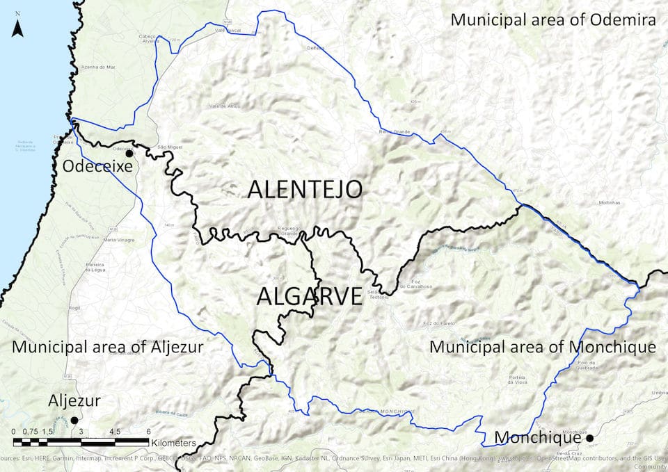 Localização do vale da Ribeira de Seixe